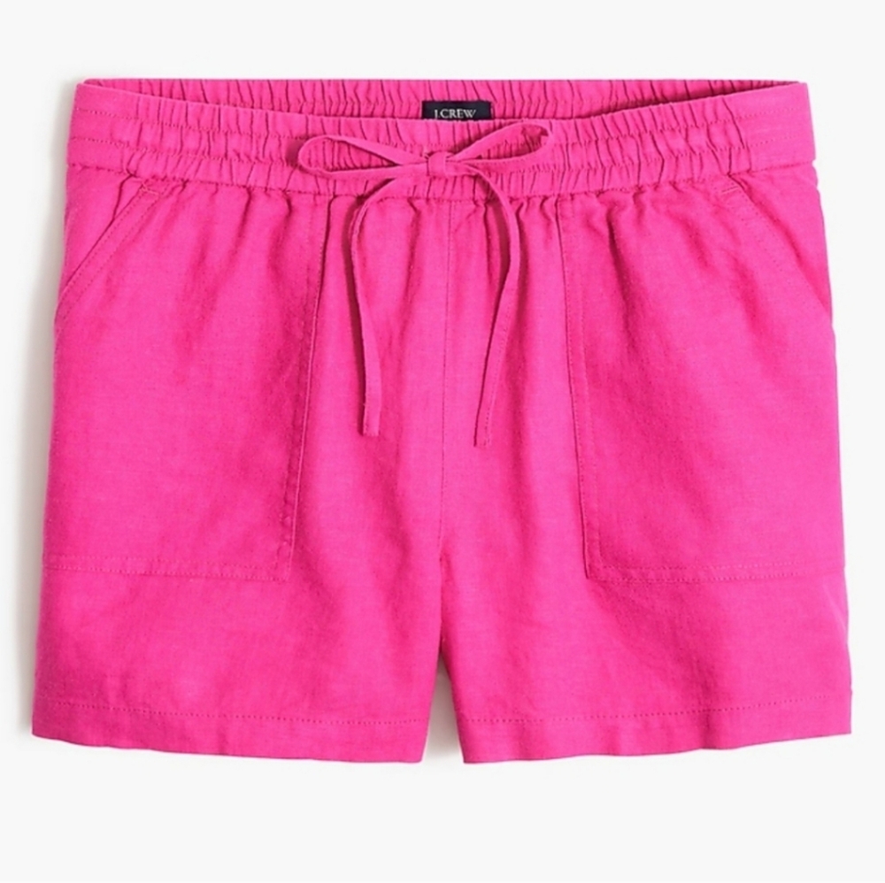 Jcrew linen-blend drawstring shorts